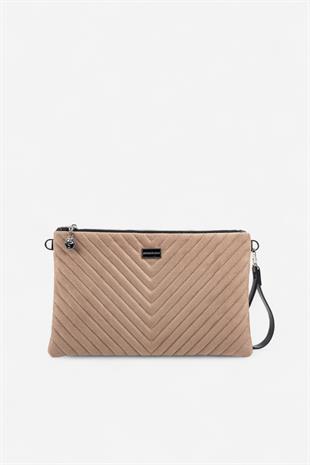 Silver & Polo SP1034 Kadın Portföy & Clutch Kapitone V Süet Vizon