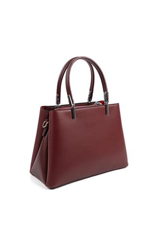 Silver & Polo SP1098 Kadın El Çantası Düz Bordo-Bordo