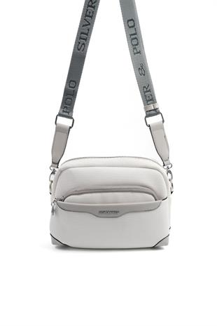 Silver & Polo SP1201 Kadın Çapraz Çanta Petek Beyaz-A.Gri