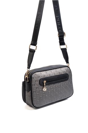 Silver & Polo SP1267 Kadın Çapraz Çanta Logolu Platin-Siyah