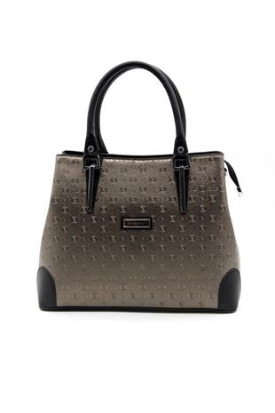 Silver & Polo SP667 Kadın El Çantası Logolu Platin-Siyah