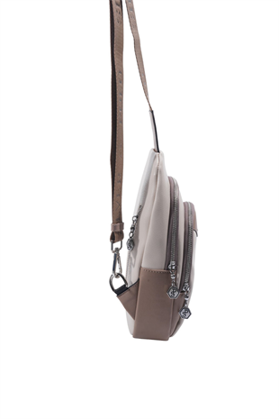 Silver & Polo SP959 Kadın Vücut Çantası Düz Bej-Latte