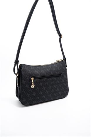Silver & Polo SP818 Kadın Çapraz Çanta Monogram Siyah