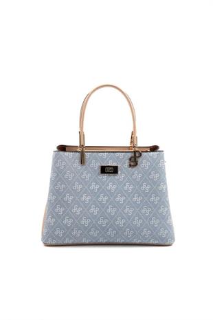 Silver & Polo SP1098 Kadın El Çantası Monogram Mavi-Ten