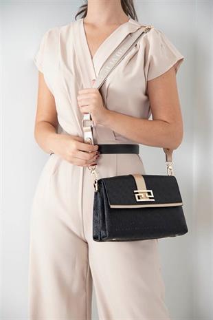 Silver & Polo SP1009 Kadın Çapraz Çanta Logolu Siyah-S.Nut