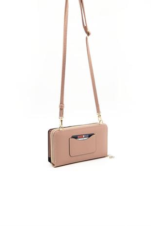 Silver & Polo SP1138 Kadın Telefon Çantası Monogram Pembe-Somon-Kemik