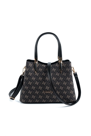 Silver & Polo SP1205 Kadın El Çantası Monogram Füme-Siyah