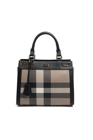 Silver & Polo SP1174 Kadın El Çantası Ekose Kahve-Siyah