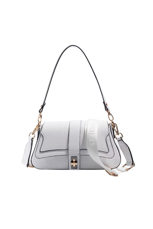 Silver & Polo SP1177 Kadın Omuz Çantası Logolu Beyaz-Beyaz