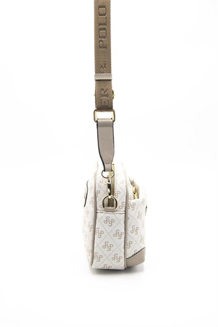 Silver Polo SP1094 Kadın Çapraz Çanta Monogram Bej-Kum