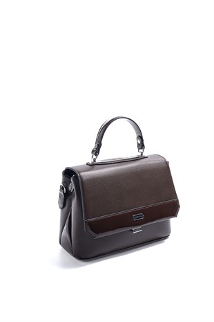 Silver & Polo SP838 Kadın Çapraz Çanta Düz Kahve-Rugan Kahve