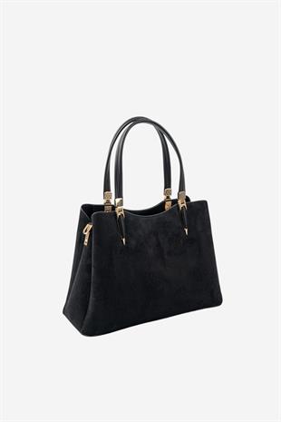 Silver & Polo SP1205 Kadın El Çantası Süet Siyah-Siyah