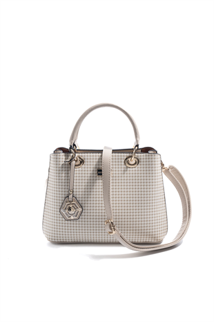 Silver & Polo SP1272 Kadın El Çantası King Desen Kum-Kum Beji