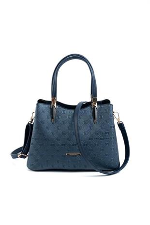 Silver & Polo SP1205 Kadın El Çantası Logolu Lacivert
