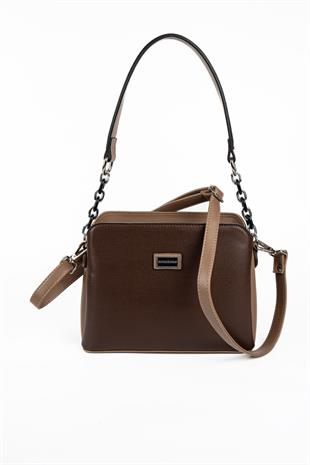 Silver Polo SP937 Kadın Omuz Çantası Düz Kahve-Vizon
