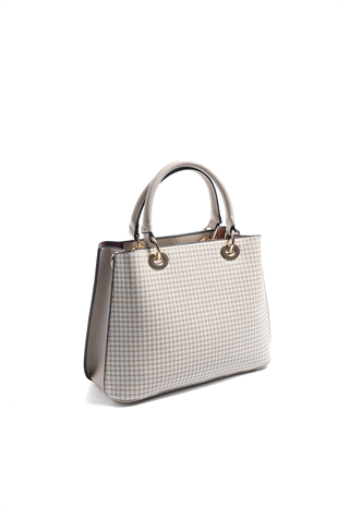 Silver & Polo SP1272 Kadın El Çantası King Desen Kum-Kum Beji