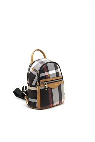 Silver & Polo SP983 Kadın Sırt Çantası Ekose Siyah-A.Taba