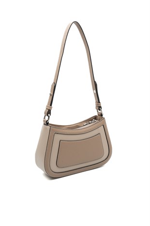 Silver & Polo SP1132 Kadın Çapraz Çanta Düz Koyu Bej-Latte