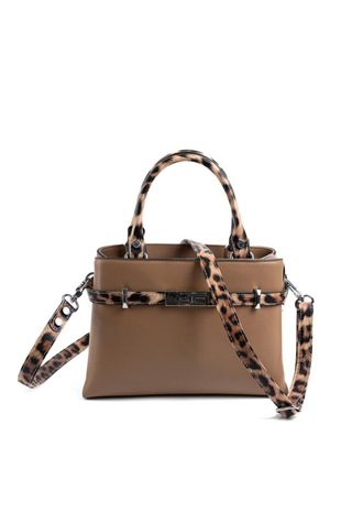 Silver & Polo SP1149 Kadın El Çantası Düz Bizon-Leopar Taba