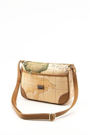 Silver & Polo SP1060 Kadın Çapraz Çanta Harita Taba-A.Taba