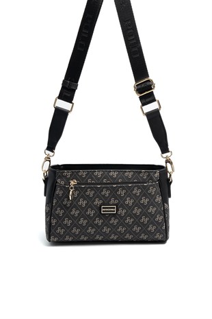 Silver & Polo SP1273 Kadın Çapraz Çanta Monogram Füme-Siyah