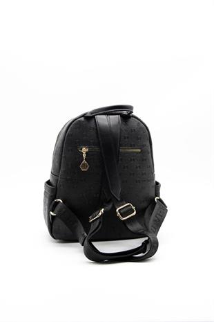 Silver & Polo SP906 Kadın Sırt Çantası Logolu Siyah-Siyah