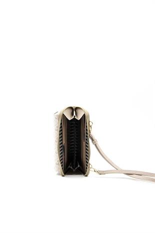 Silver Polo Bej - Kum Monogram Kadın Telefon Çantası SP921