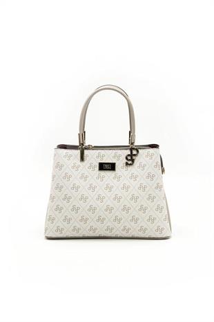 Silver & Polo SP1098 Kadın El Çantası Monogram Bej-Kum