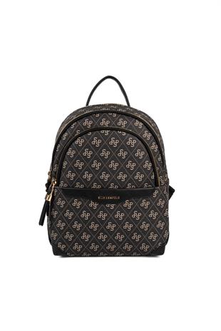 Silver & Polo SP1265 Kadın Sırt Çantası Monogram Füme-Siyah