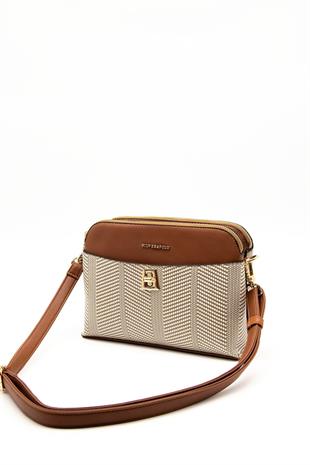 Silver & Polo SP623 Kadın Çapraz Çanta Hasır Bej-Taba