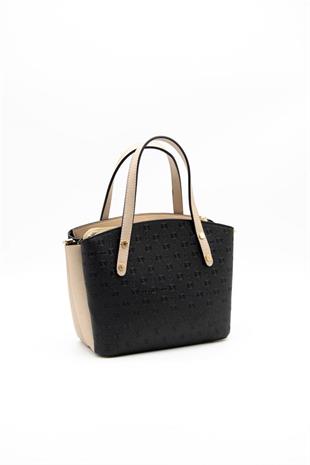 Silver & Polo SP1021 Kadın El Çantası Logolu Siyah-S.Nut