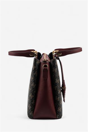 Silver & Polo Kahve Sarı - Bordo SP969 Kadın El Çantası