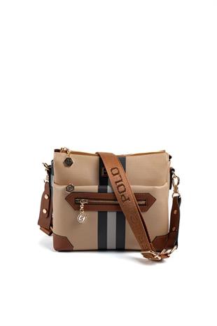 Silver & Polo SP1110 Kadın Çapraz Çanta Ekose Bej-Taba
