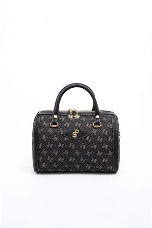Silver & Polo SP1091 Kadın El Çantası Monogram Füme-Siyah