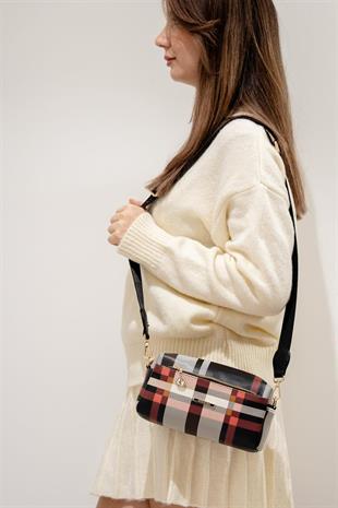 Silver & Polo SP1142 Kadın Çapraz Çanta Ekose Siyah