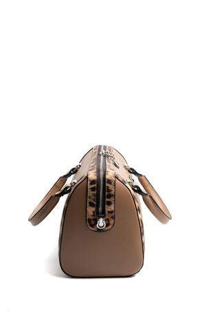 Silver & Polo SP1091 Kadın El Çantası Düz Bizon-Leopar Taba