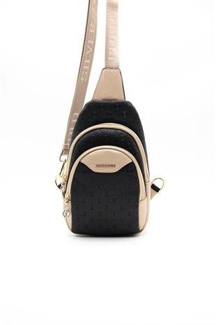 Silver & Polo SP959 Kadın Vücut Çantası Logolu Siyah-S.Nut