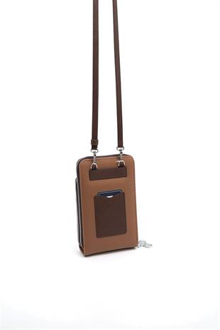 Silver & Polo SP1011 Kadın Telefon Çantası Petek Karamel-Kahve