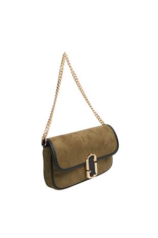 Silver & Polo SP1171 Kadın Omuz Çantası Süet Yeşil-Siyah