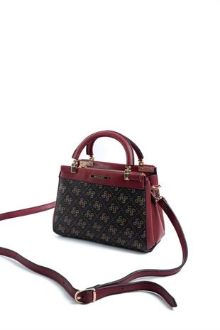Silver & Polo SP1193 Kadın El Çantası Monogram Kahve Sarı-Bordo