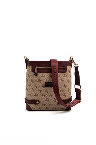 Silver & Polo SP1120 Kadın Çapraz Çanta Monogram Koyu Bej-Bordo