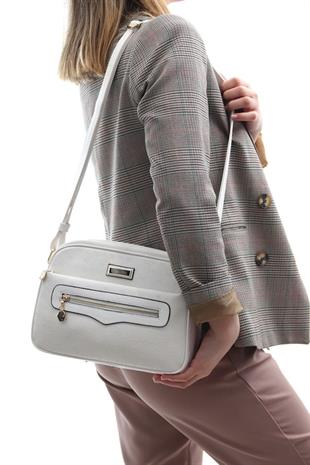 Silver & Polo SP491 Kadın Çapraz Çanta Logolu Beyaz-Beyaz