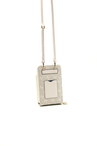 Silver Polo Taş - Kemik Monogram Kadın Telefon Çantası SP1011