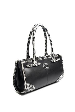 Silver & Polo SP1261 Kadın El Çantası Düz Siyah-Leopar Gri