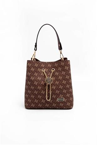 Silver & Polo SP967 Kadın Çapraz Çanta Monogram Kahve