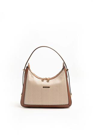 Silver Polo SP1187 Kadın Omuz Çantası Hasır Bej-Taba