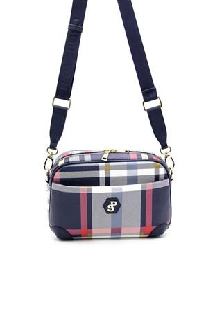 Silver & Polo SP1094 Kadın Çapraz Çanta Ekose Lacivert