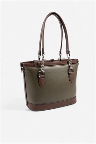 Silver & Polo SP1155 Kadın El Çantası Düz Zeytuni-Kahve