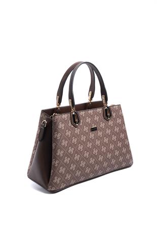 Silver & Polo SP1253 Kadın El Çantası Monogram Kahve