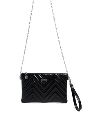 Silver & Polo SP1250 Kadın Portföy & Clutch Crash Kırışık Siyah-Kırışık Siyah